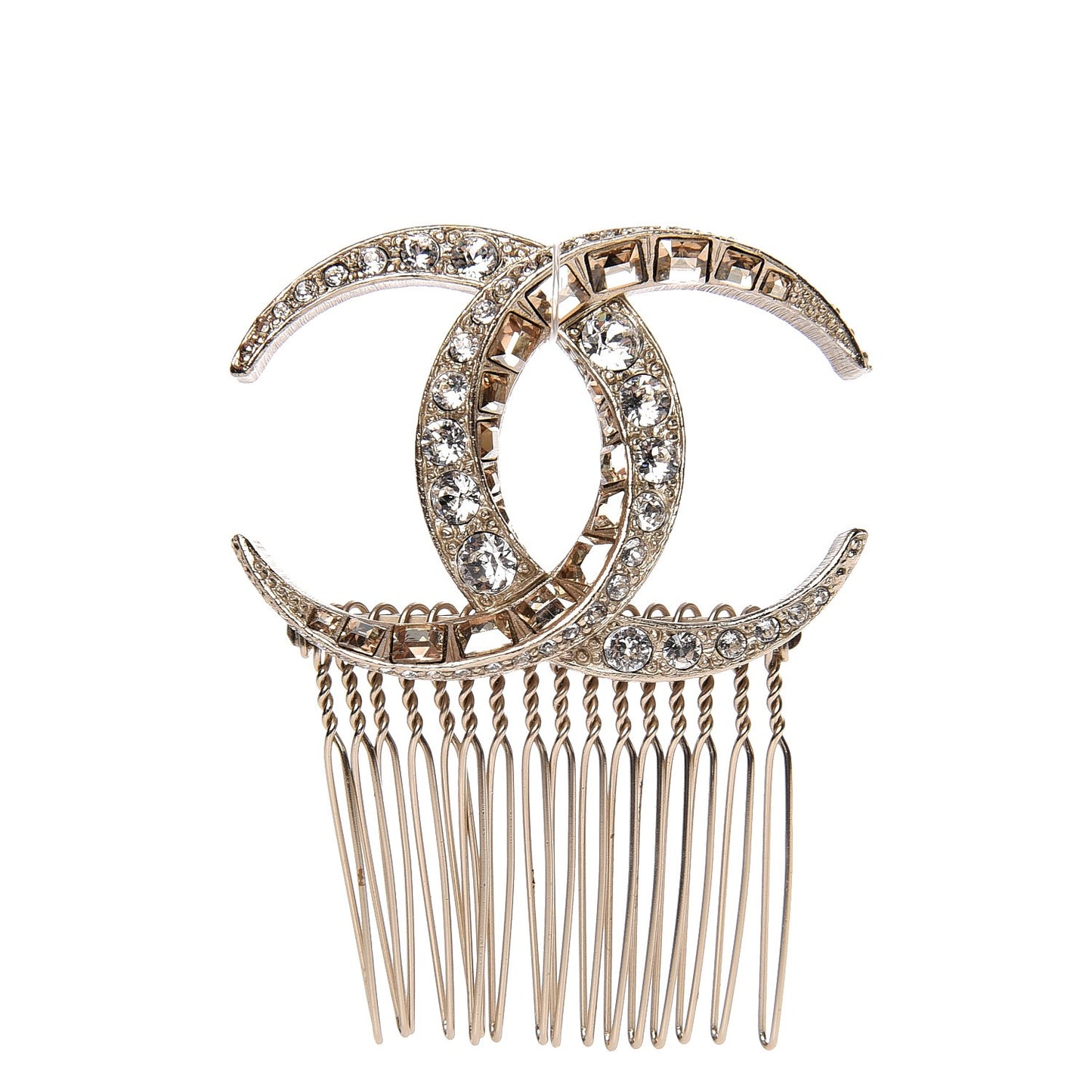 Crystal Dubai CC Hair Comb Pin Gold