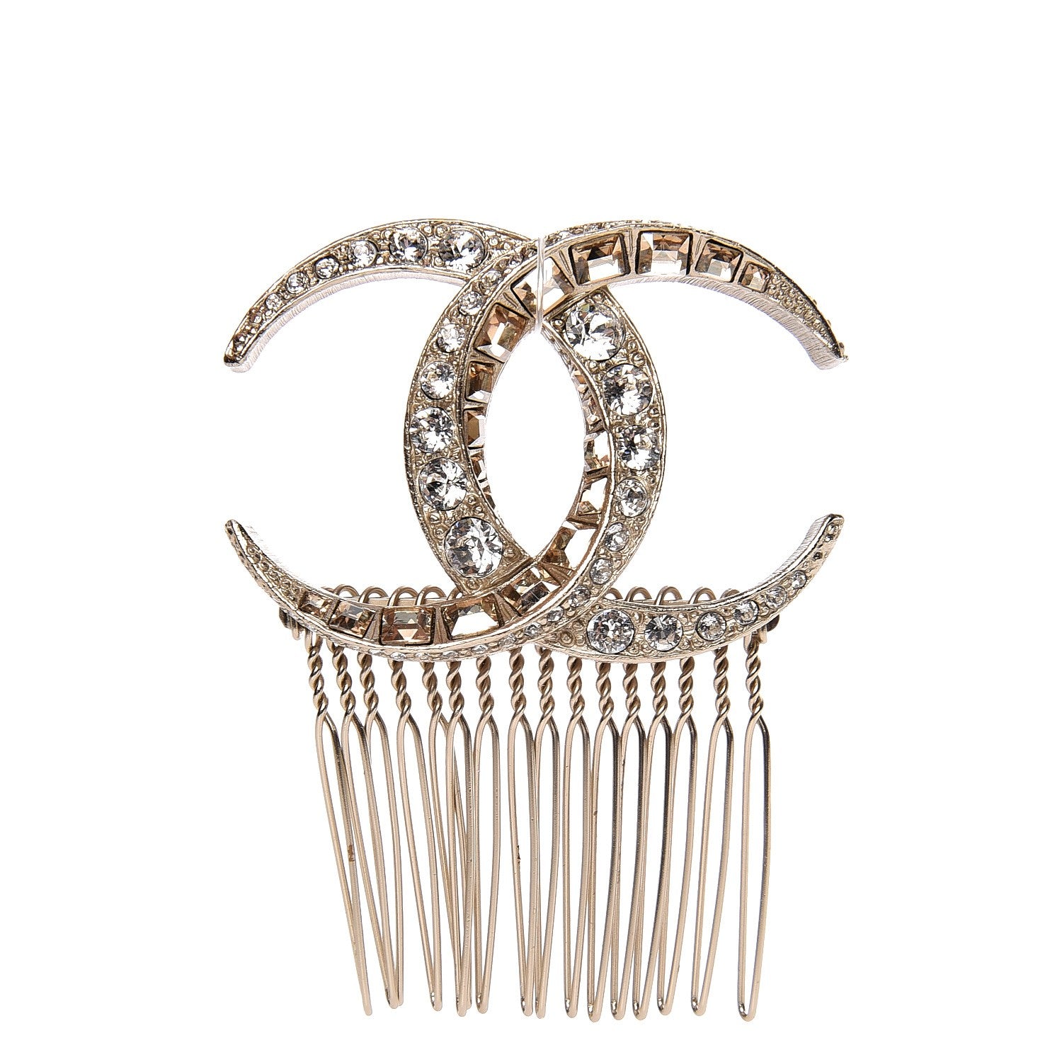 Chanel Crystal Dubai CC Hair Comb Pin Gold 1 of 4