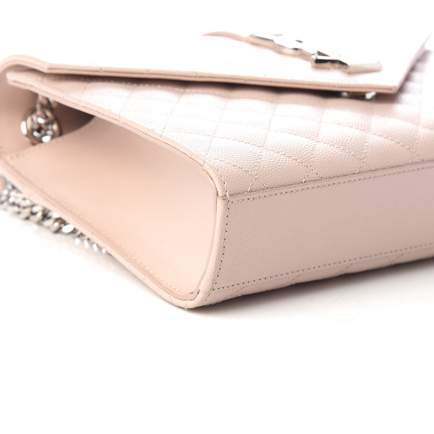 Saint Laurent Grain De Poudre Textured Mixed Matelasse Medium Triquilt Monogram Satchel Marble Pink 7 of 8