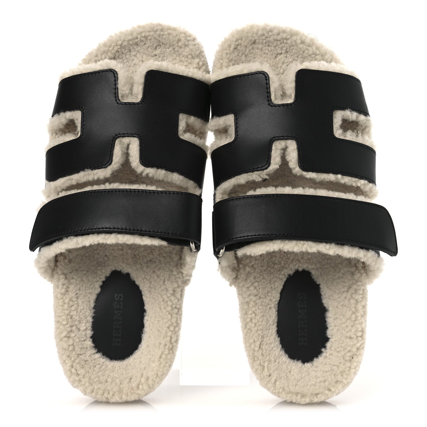 Calfskin Woolskin Womens Chypre Sandals 38 Black Ecru