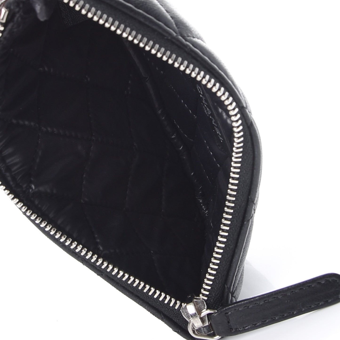 Lambskin Quilted Small Cosmetic Case Black