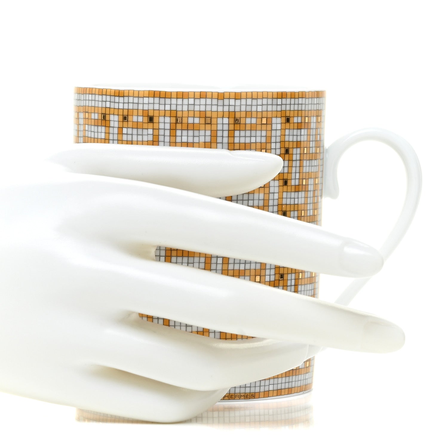 Hermes Porcelain Mosaique au 24 Mug Set of 2 Gold 2 of 8