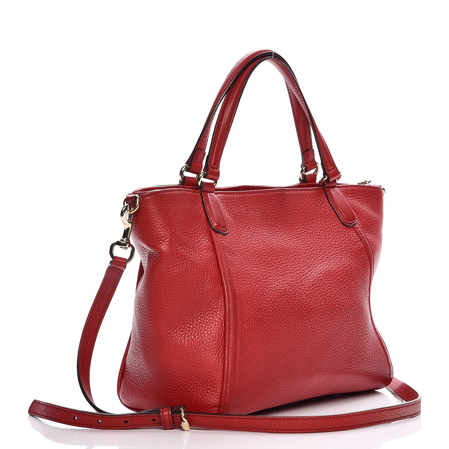 Gucci Pebbled Calfskin Small Soho Top Handle Bag Red 4 of 17