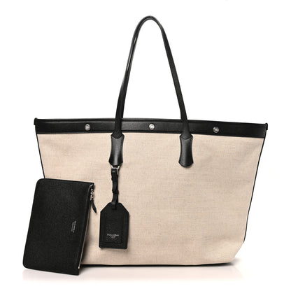 Dolce & Gabbana Salt & Pepper Canvas Alpine Calfskin Atene Shopping Bag Naturale Black 3 of 10