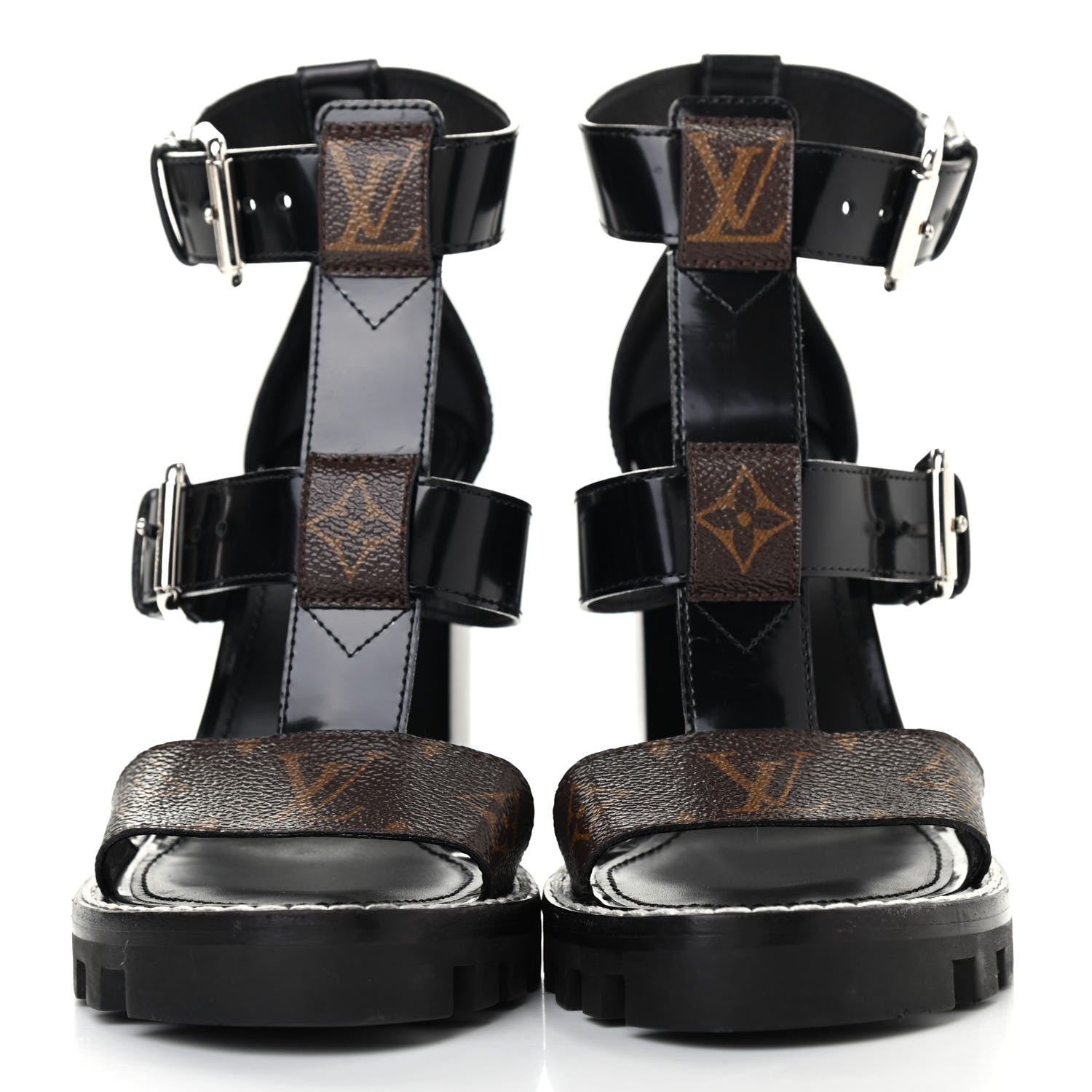 Louis Vuitton Patent Calfskin Monogram Star Trail Sandal 38 Black 2 of 10