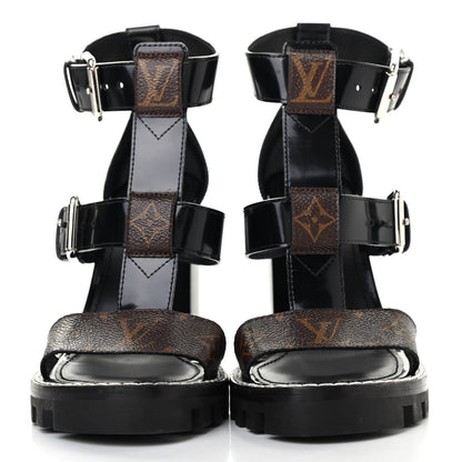 Louis Vuitton Patent Calfskin Monogram Star Trail Sandal 38 Black 2 of 10