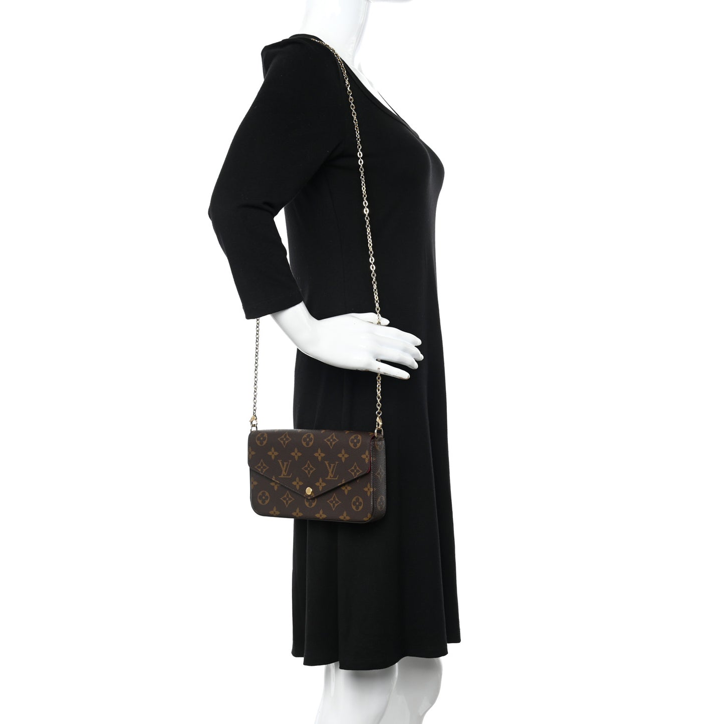 Monogram Pochette Felicie Chain Wallet Fuchsia