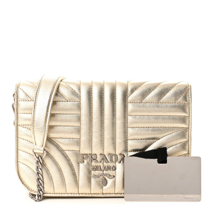 Prada Metallic Nappa Impunture Small Diagramme Crossbody Bag Gold 1 of 9