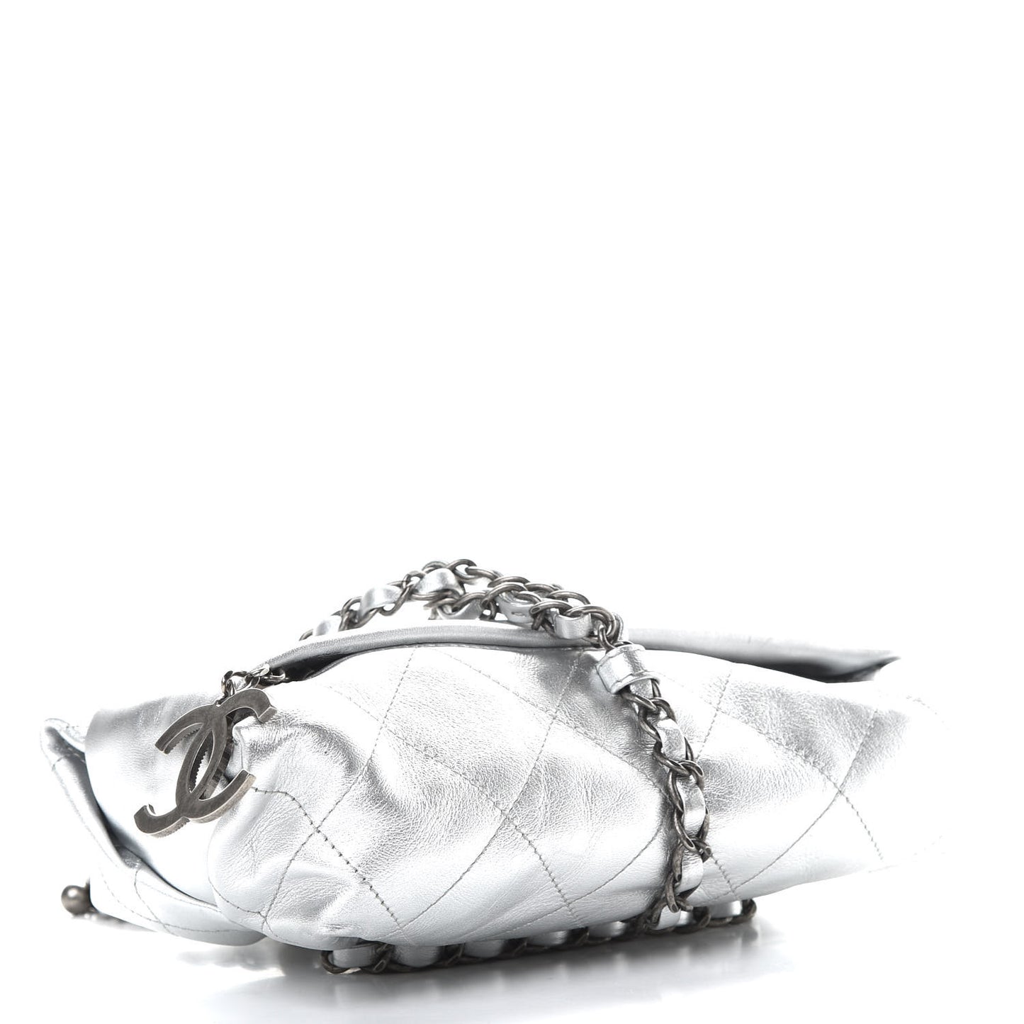 Metallic Calfskin Quilted Baluchon Silver