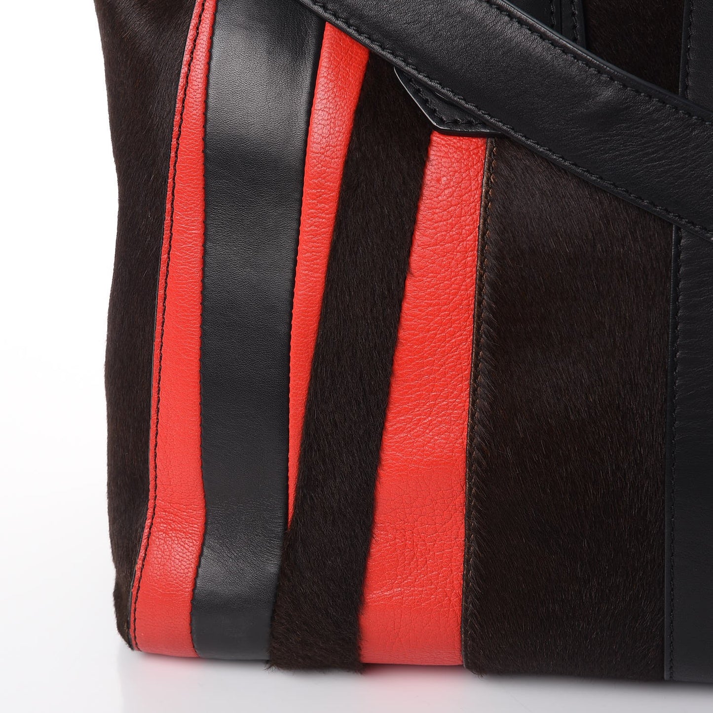 Calf Hair Goatskin Smooth Calfskin Patchwork Medium Antigona Black Red