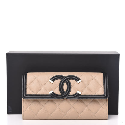Chanel Caviar Quilted Filigree Flap Wallet Beige Black 9 of 9
