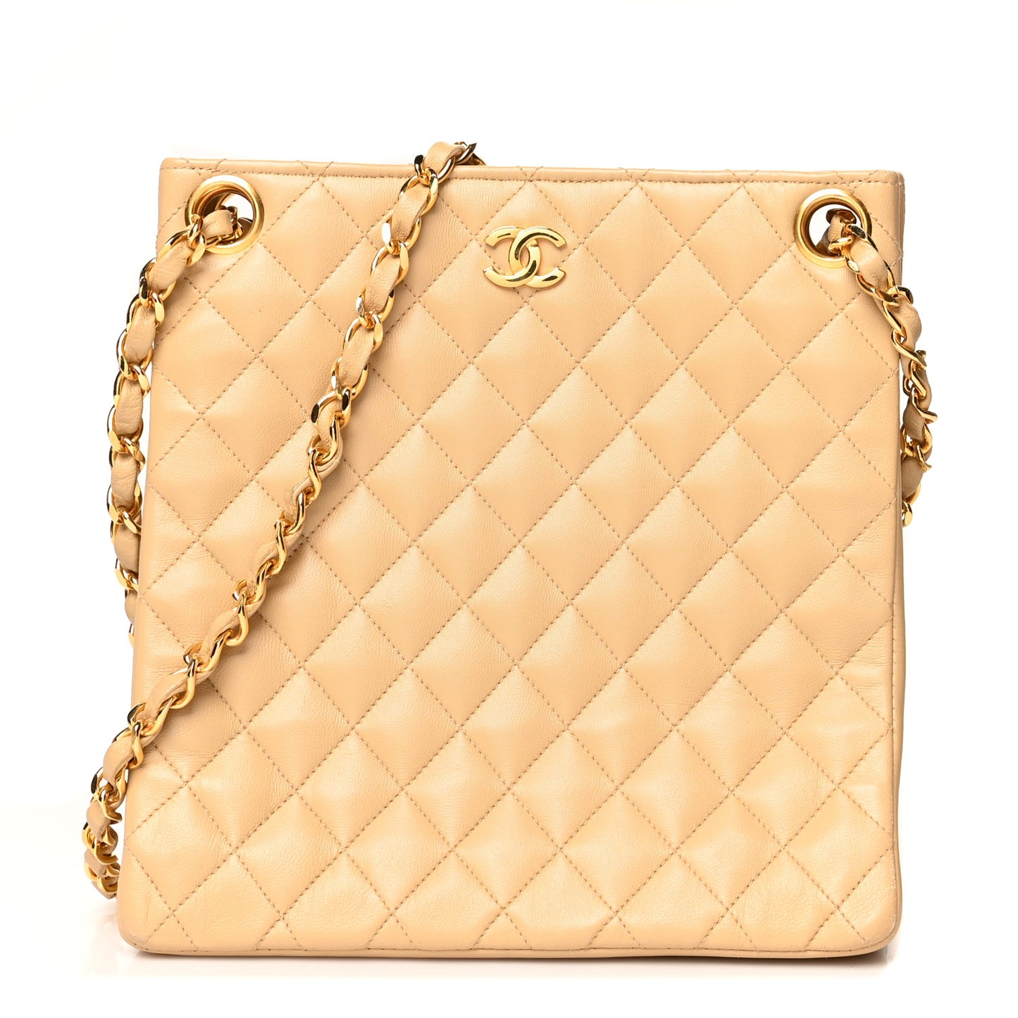 Lambskin Quilted CC Tote Beige