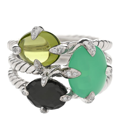 David Yurman Sterling Silver Diamond Chrysoprase Peridot Prasiolite Hematine Ring 49 5 1 of 4