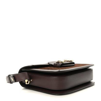 Gucci Suede Koi Calfskin Mini G Cube Monogram Horsebit 1955 Shoulder Bag Dark Brown Beige Chocolate 4 of 8