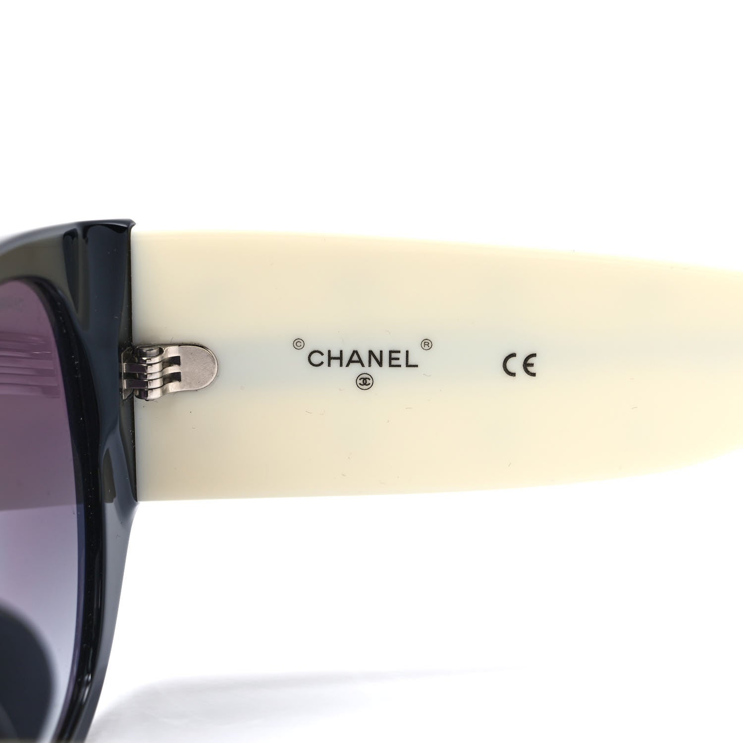 Chanel Acetate Quilted CC Pilot Sunglasses 71465 White Black 6 of 8