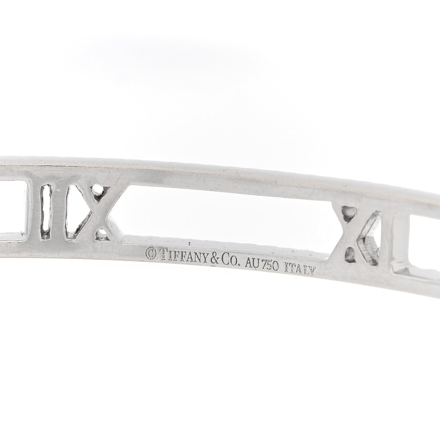 18K White Gold Diamond Atlas Open Bangle Bracelet
