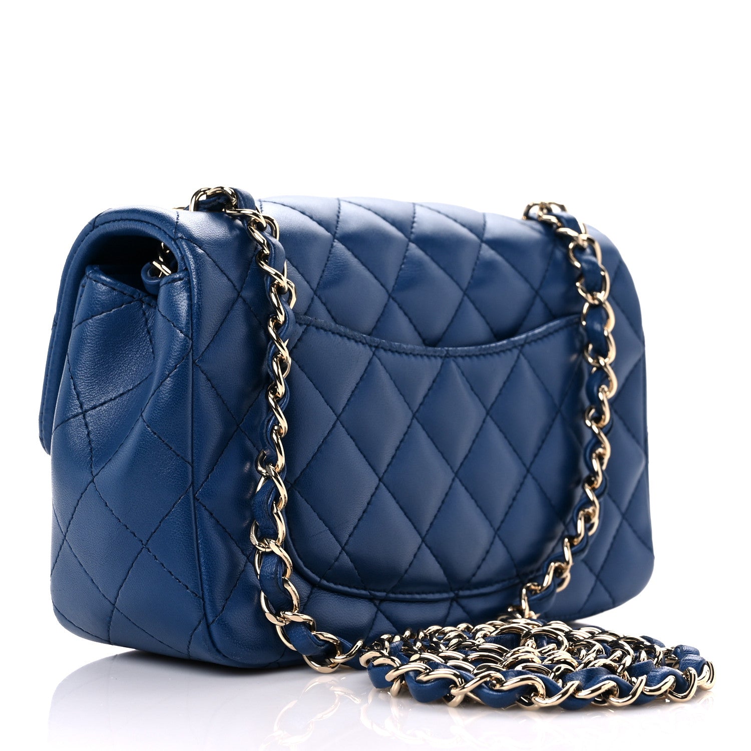 Chanel Lambskin Quilted Mini Rectangular Flap Blue 3 of 14