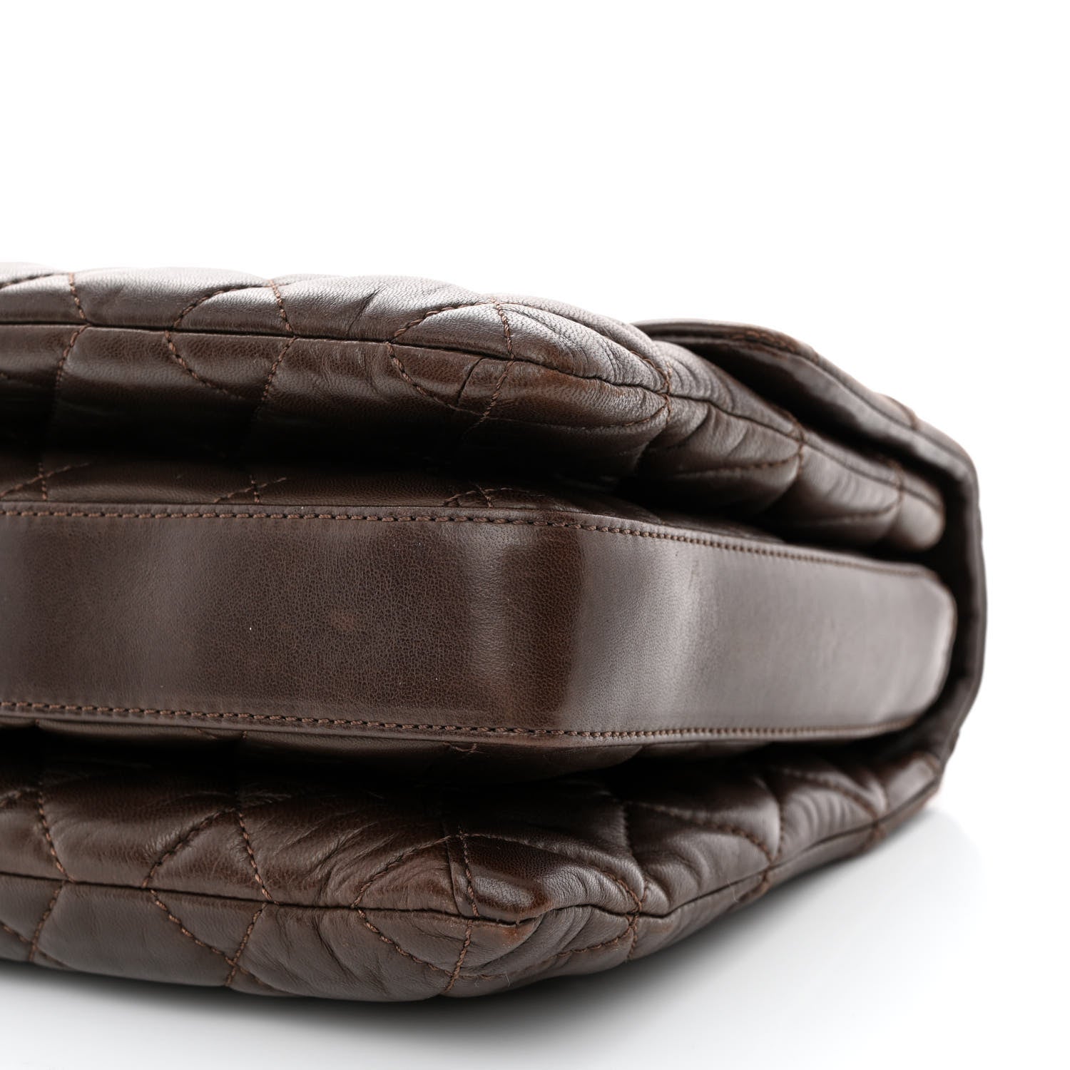 Chanel Lambskin Quilted Maxi Chanel 3 Flap Dark Brown 10 of 10