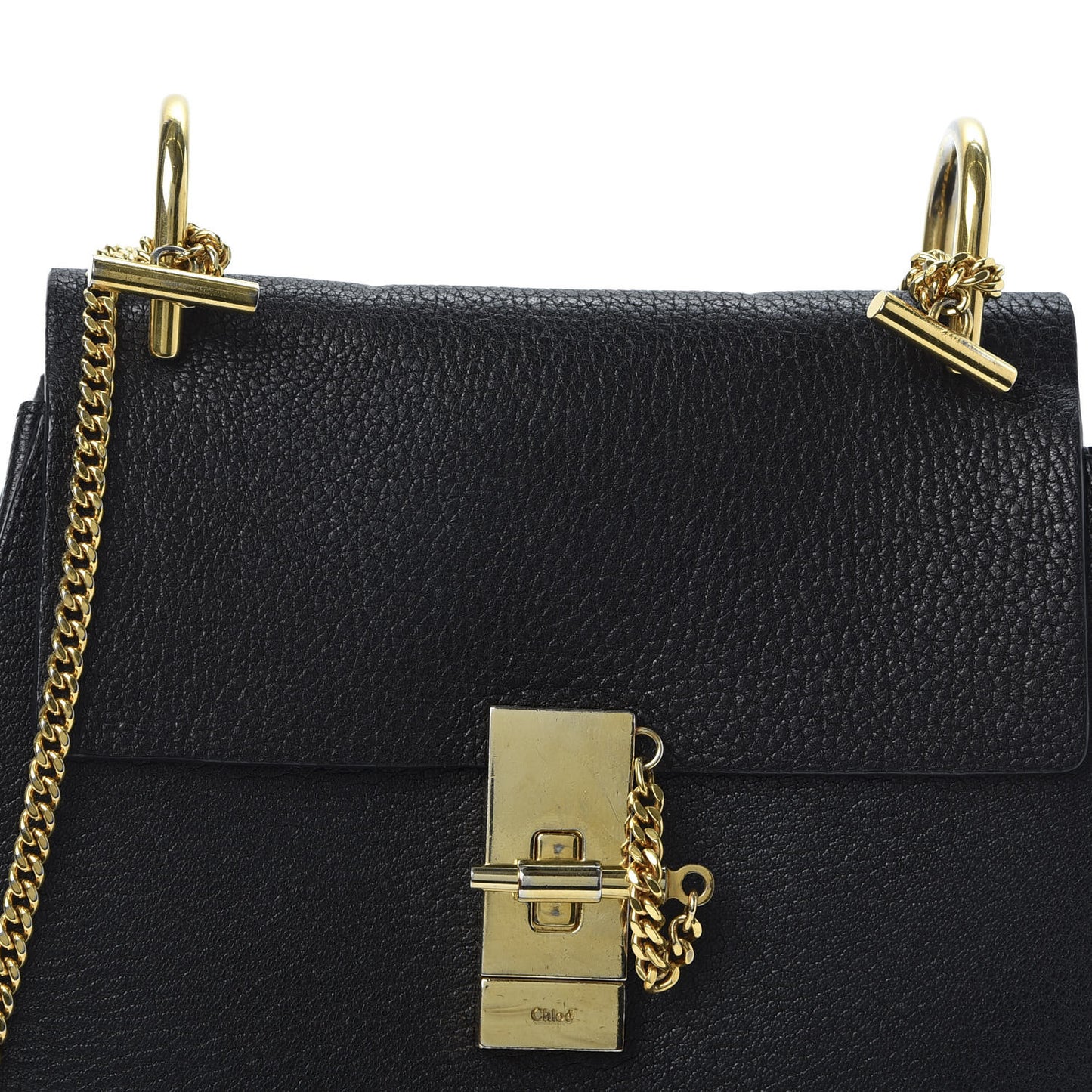 Grained Lambskin Drew Shoulder Bag Black
