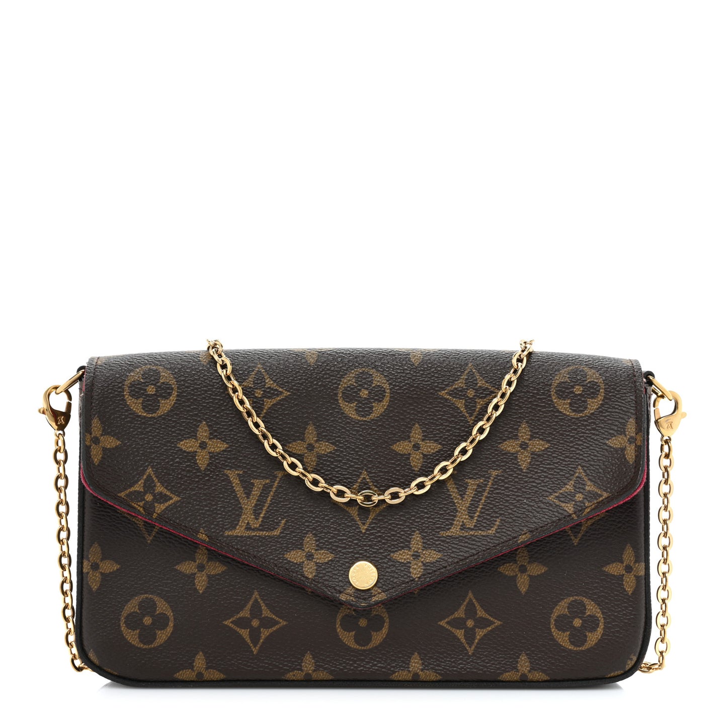 Monogram Pochette Felicie Chain Wallet Fuchsia