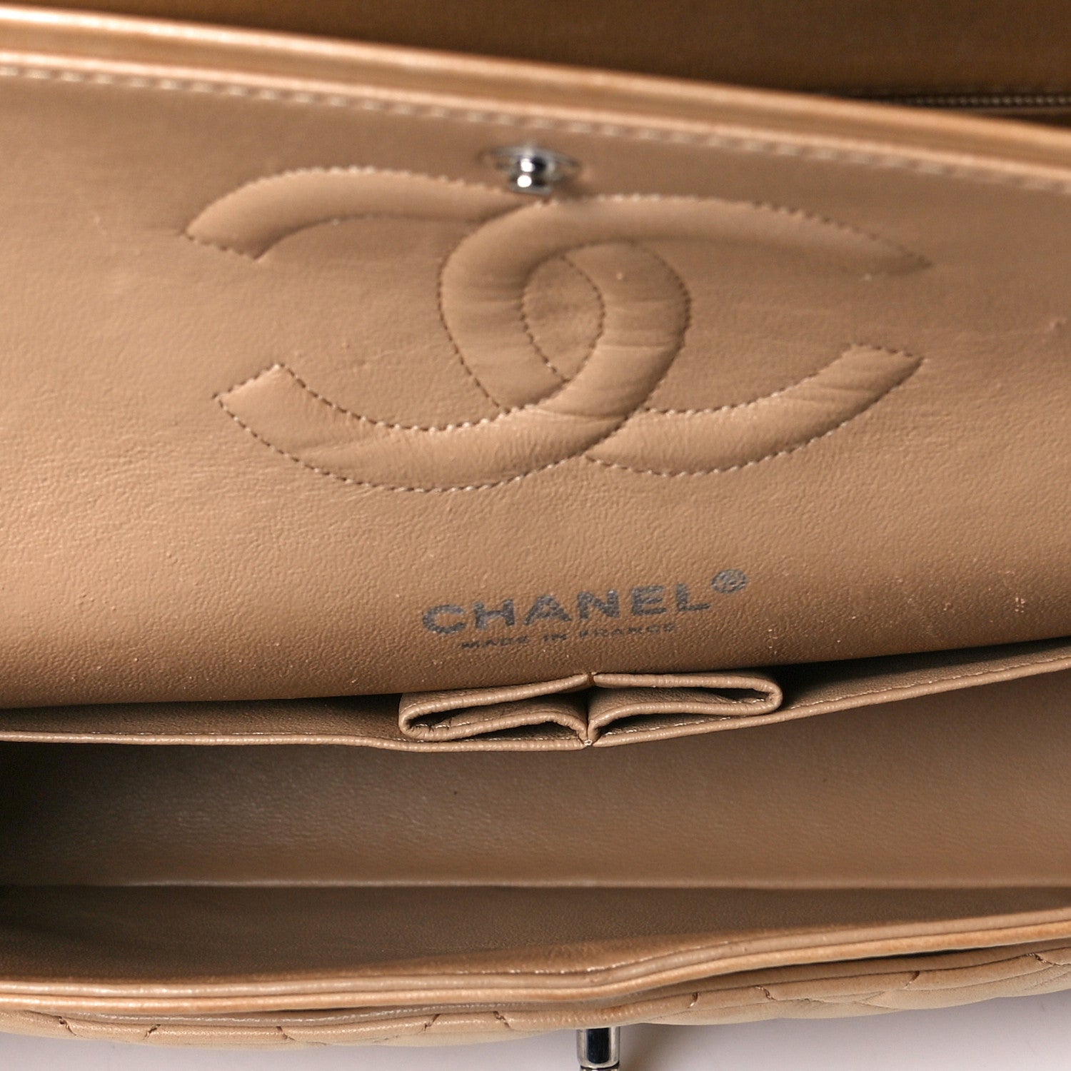 Chanel Lambskin Quilted Medium Double Flap Beige 10 of 10