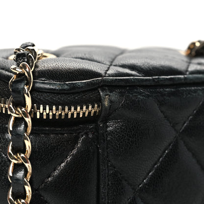 Chanel Lambskin Quilted Mini Vanity Case With Chain Black 12 of 15
