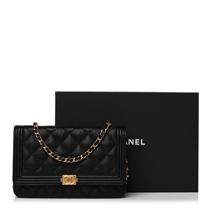 Chanel Caviar Quilted Boy Wallet On Chain WOC Black 10 of 10