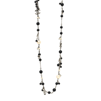 Chanel Ruthenium Pearl Beaded CC Long Necklace Black 1 of 5