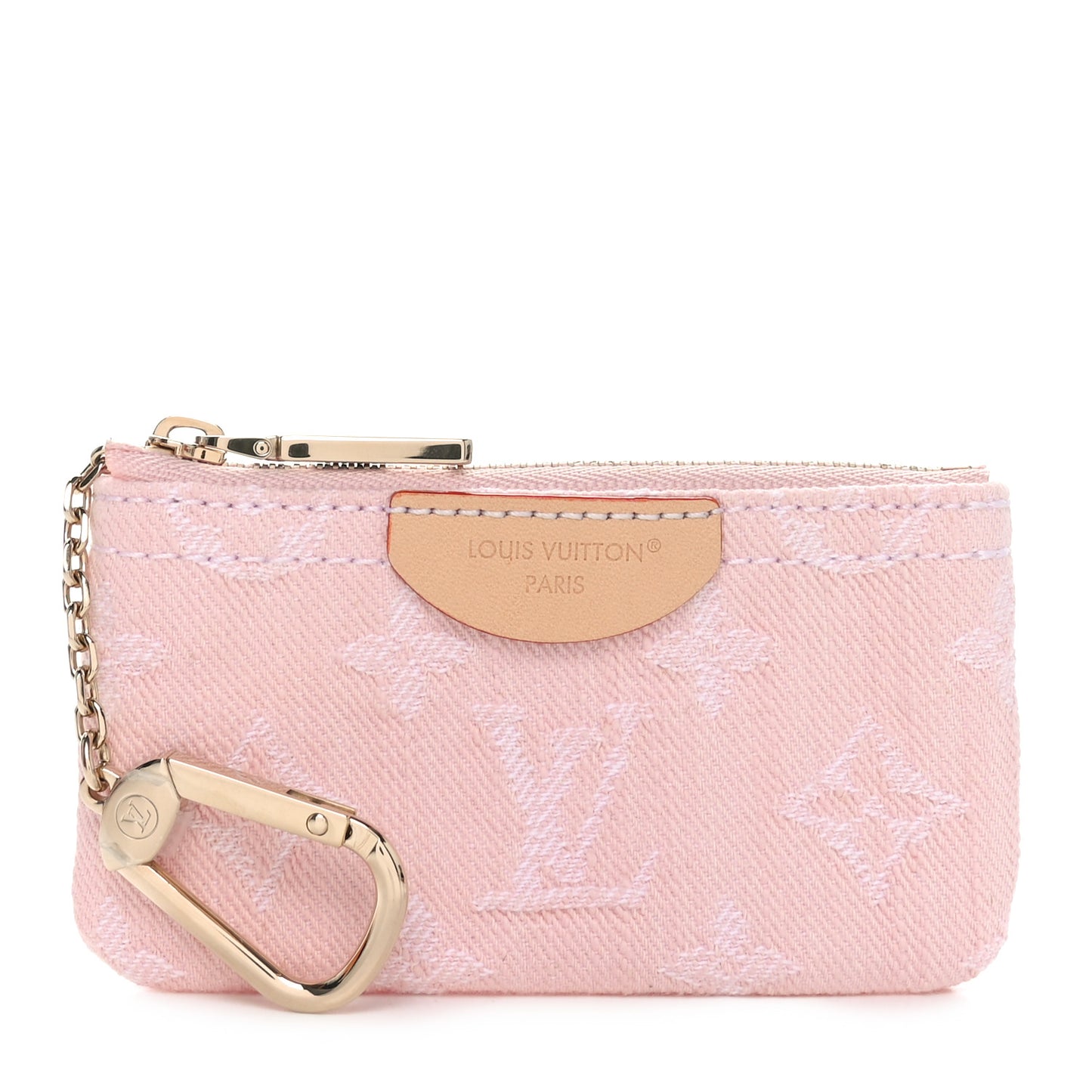 Monogram Denim Key Pouch Washed Pink