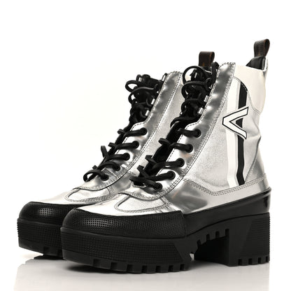 Louis Vuitton Patent Calfskin Spaceship Laureate Platform Desert Boots 37.5 Silver 3 of 10