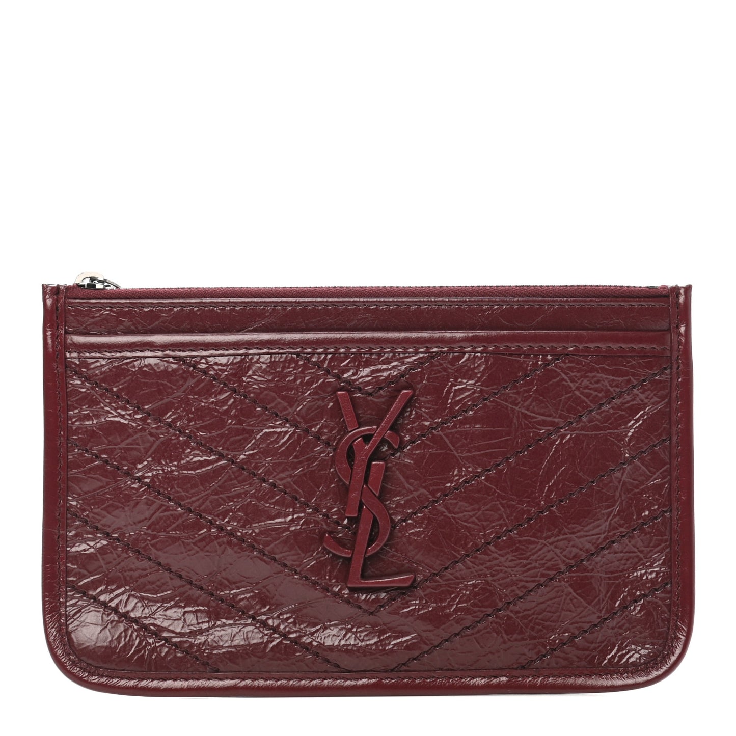 Crinkled Calfskin Matelasse Niki Bill Pouch Rouge Legion