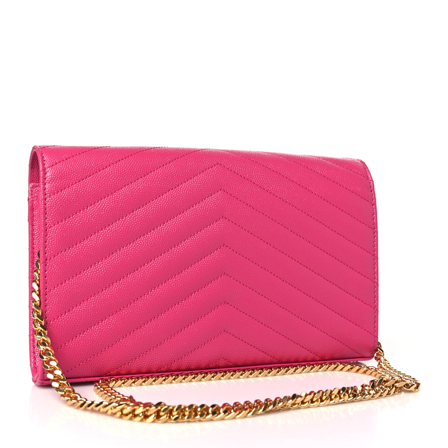Grain De Poudre Matelasse Chevron Monogram Chain Wallet Bubblegum