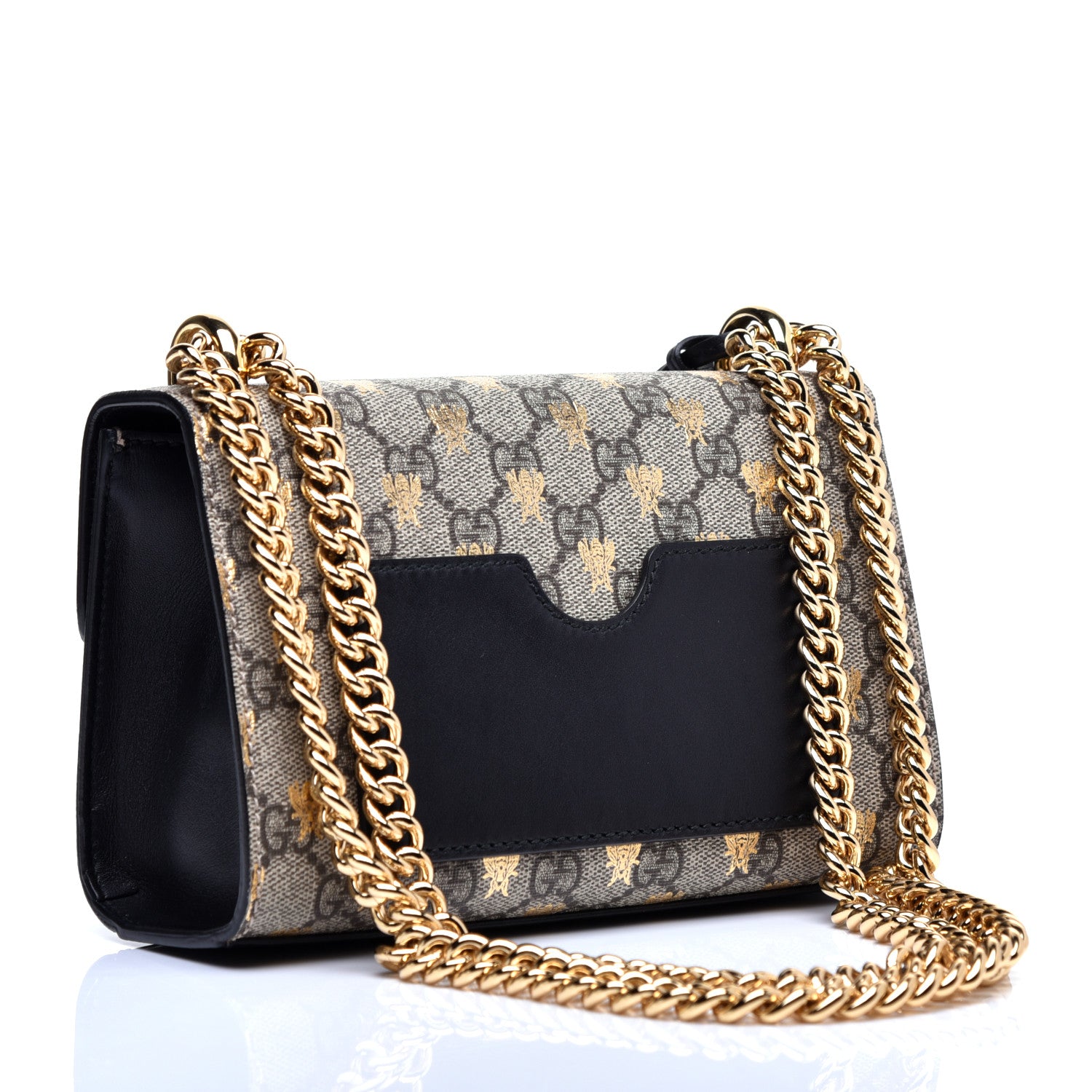Gucci GG Supreme Monogram Bees Small Padlock Shoulder Bag Black 3 of 11