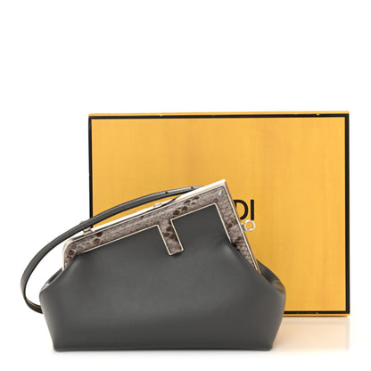 Fendi Shiny Nappa Snakeskin Small Fendi First Anthracite Asfalto 12 of 12