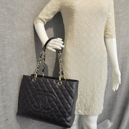 Chanel Caviar Quilted Grand Shopping Tote GST Black 3 of 9
