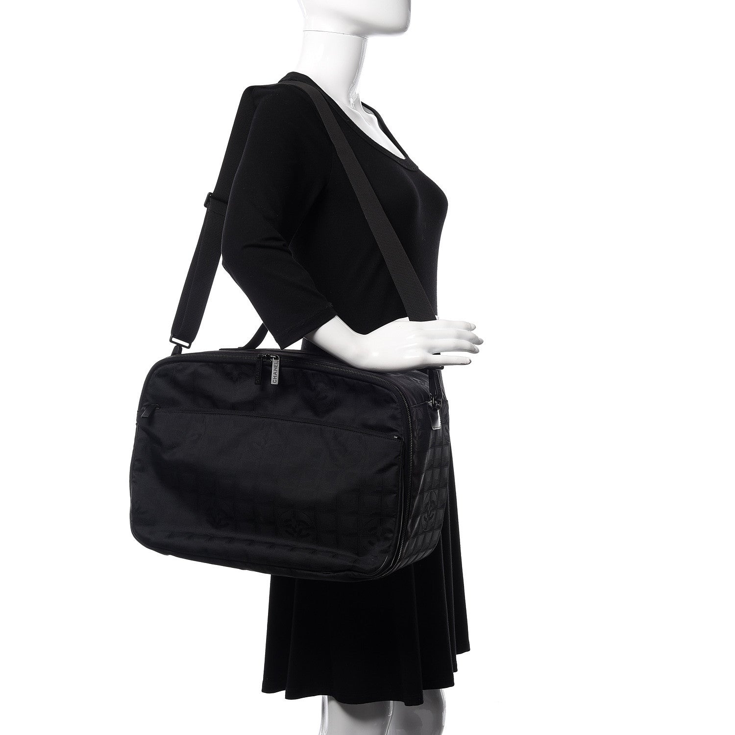 Chanel Nylon Travel Small Suitcase Black 2 of 15