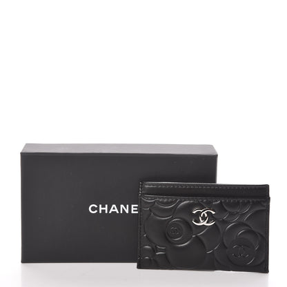 Chanel Lambskin Camellia Embossed Card Holder Black 9 of 9