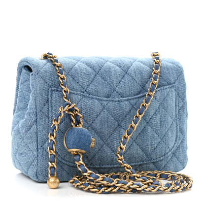 Chanel Denim Quilted Mini Pearl Crush Flap Blue 4 of 10