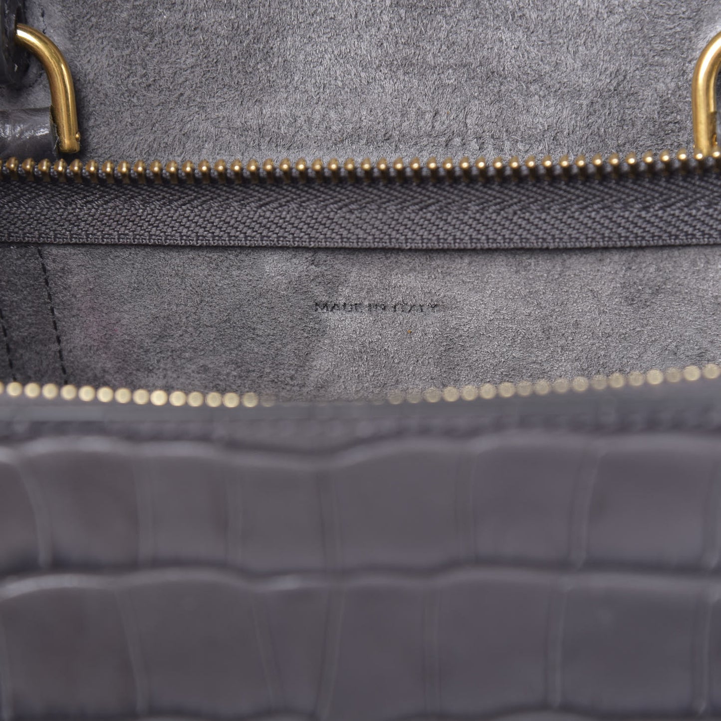 Calfskin Crocodile Embossed Nano Belt Bag Grey