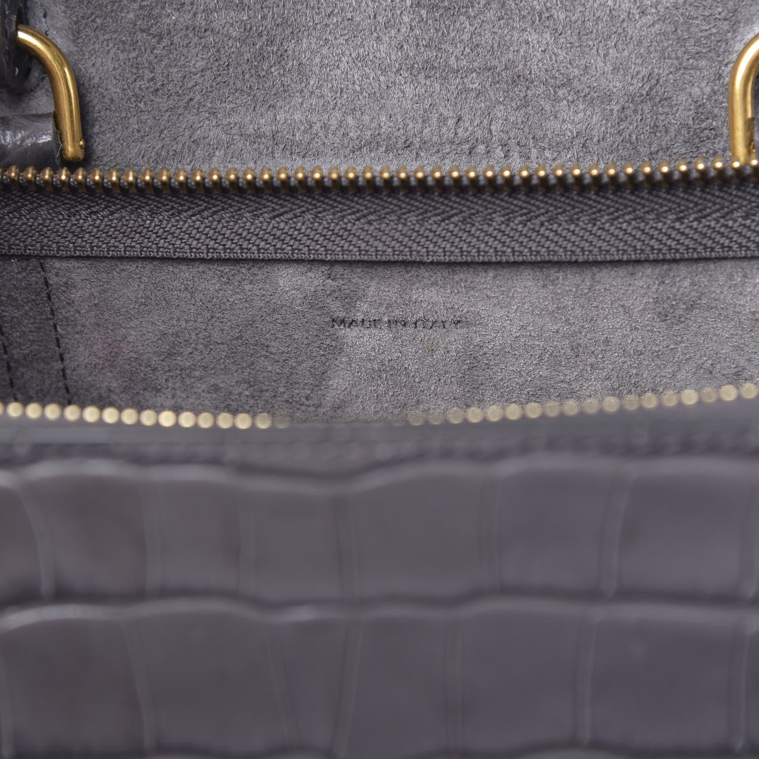 Celine Calfskin Crocodile Embossed Nano Belt Bag Grey 6 of 11