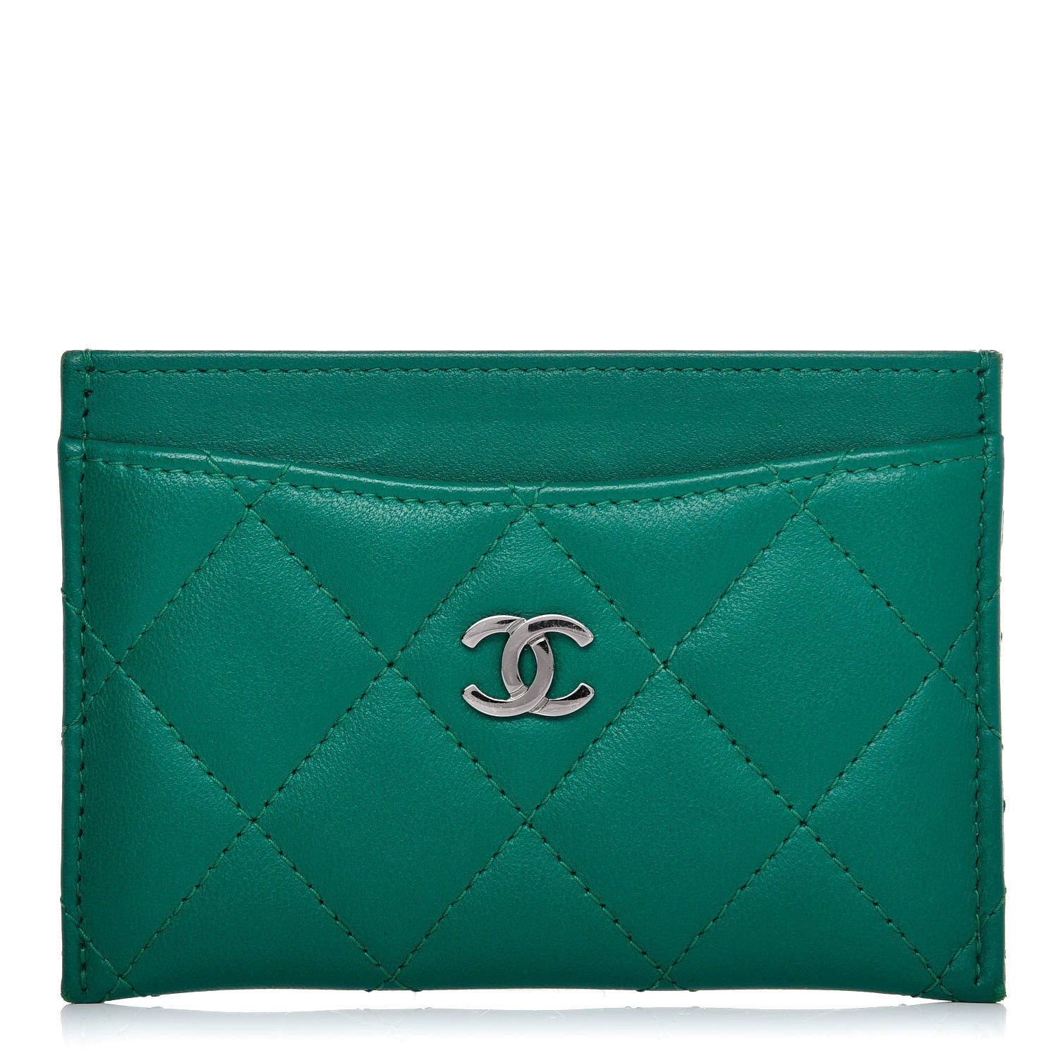 Chanel Lambskin Quilted Card Holder Green 1 of 11