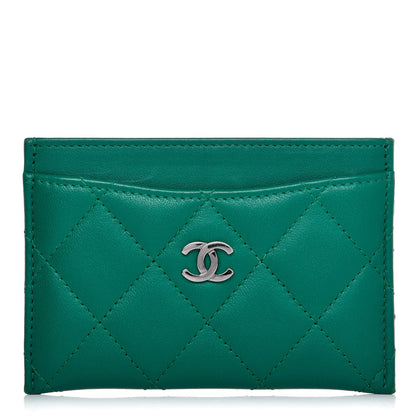 Chanel Lambskin Quilted Card Holder Green 1 of 11