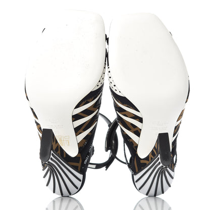 Fendi Technical Mesh FF FFreedom Patchwork 105 Peep Toe Sandals 38 Tobacco Black Asfalto 5 of 8