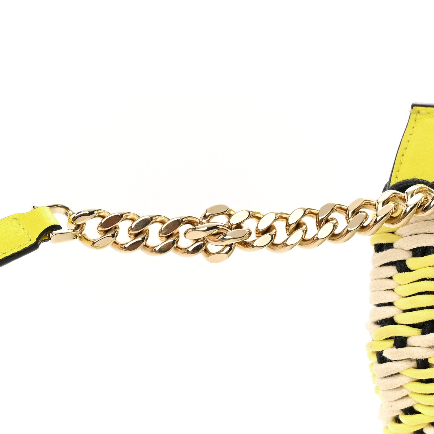 Salvatore Ferragamo Woven Calfskin Trifolio Top Handle Bag Yellow Black 15 of 15