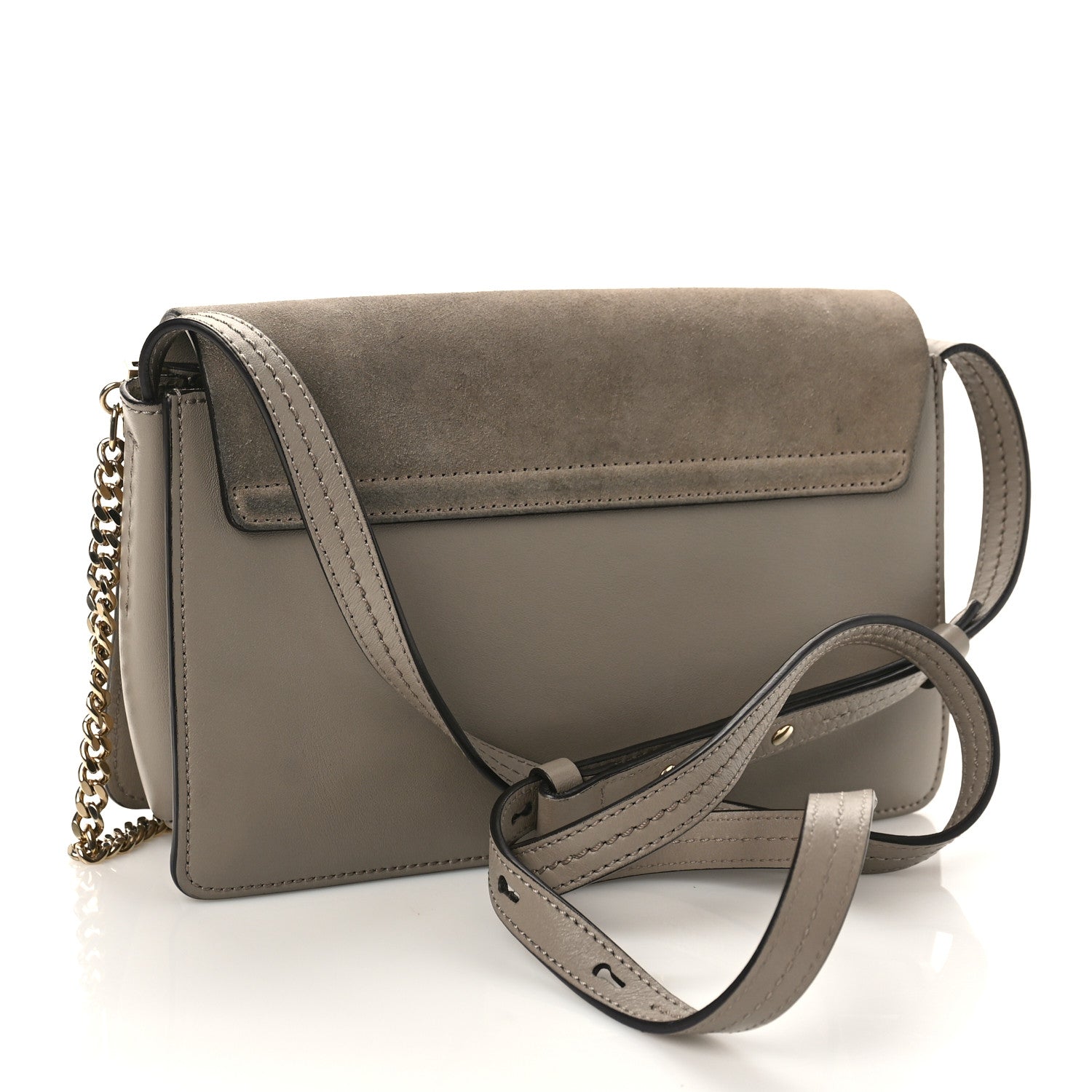 Chloe Suede Calfskin Small Faye Shoulder Bag Motty Grey 3 of 11
