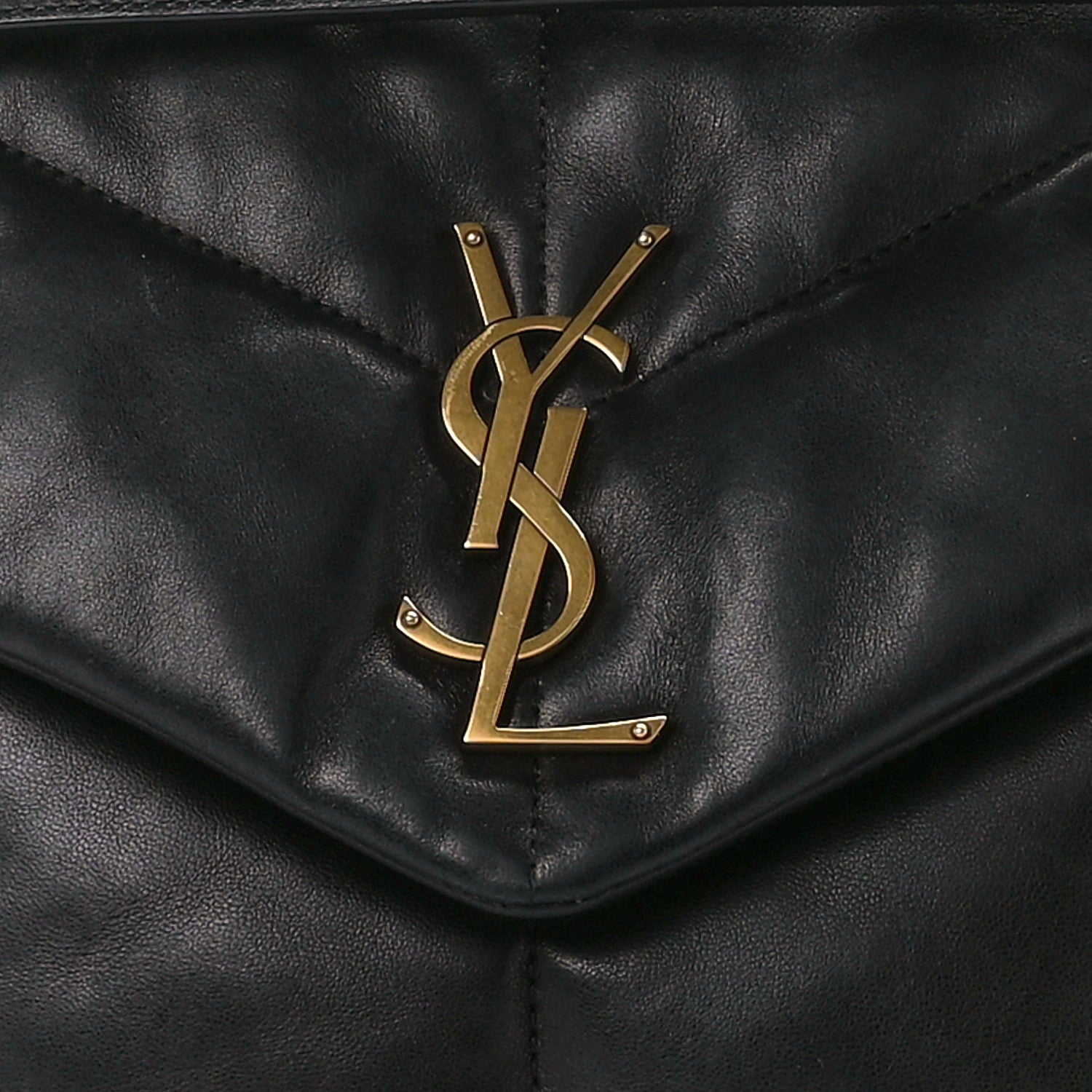Saint Laurent Lambskin Quilted Medium Loulou Puffer Monogram Chain Satchel Black 8 of 10
