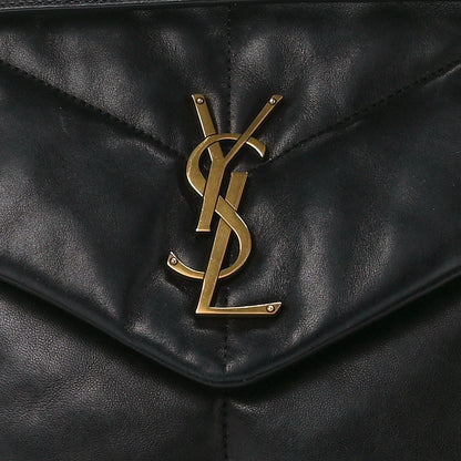 Saint Laurent Lambskin Quilted Medium Loulou Puffer Monogram Chain Satchel Black 8 of 10