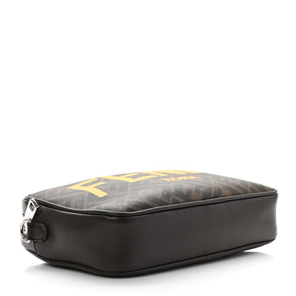 Fendi Shiny Glazed Fabric Vitello Cover FF 1974 Logo Medium Camera Case Tobacco Moro Giallo Ebano 4 of 9