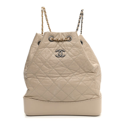Chanel Aged Calfskin Quilted Gabrielle Backpack Beige 1 of 9