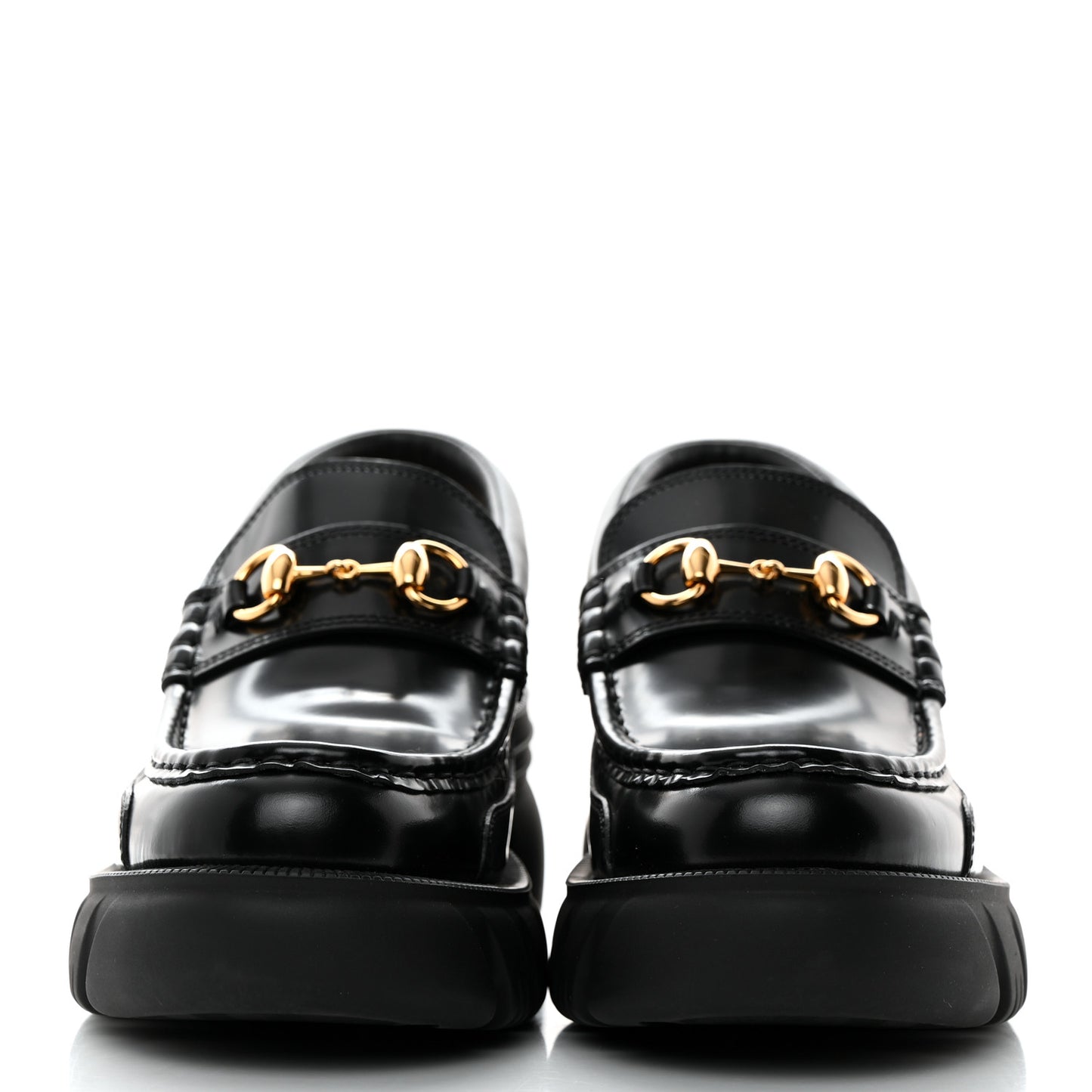 Magnum Calfskin Nappa Samoa Womens Horsebit Platform Chunky Lug Sole 40mm Loafers 38 Black